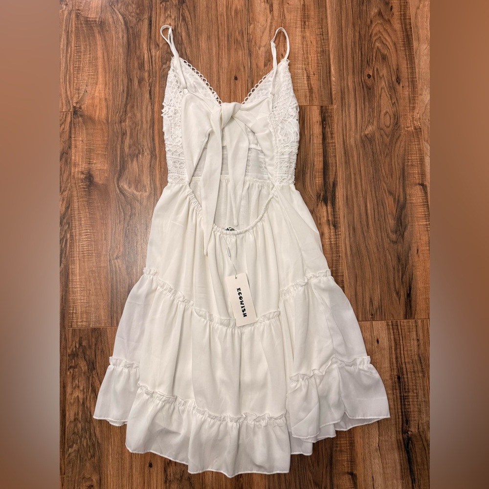 White Lace Spaghetti strap Dress - Picture 2 of 2